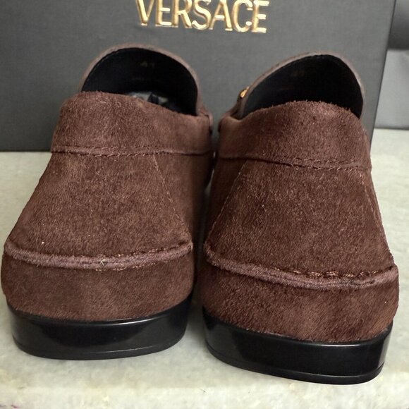 VERSACE Medusa Men's Brown Suede Driver Shoes - Picture 8 of 16